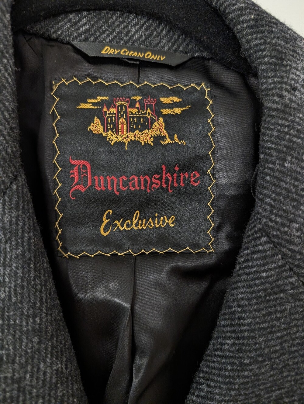 Vintage Duncanshire Exclusive Gray Wool Herringbone Tweed Overcoat Trench Coat - Picture 4 of 7